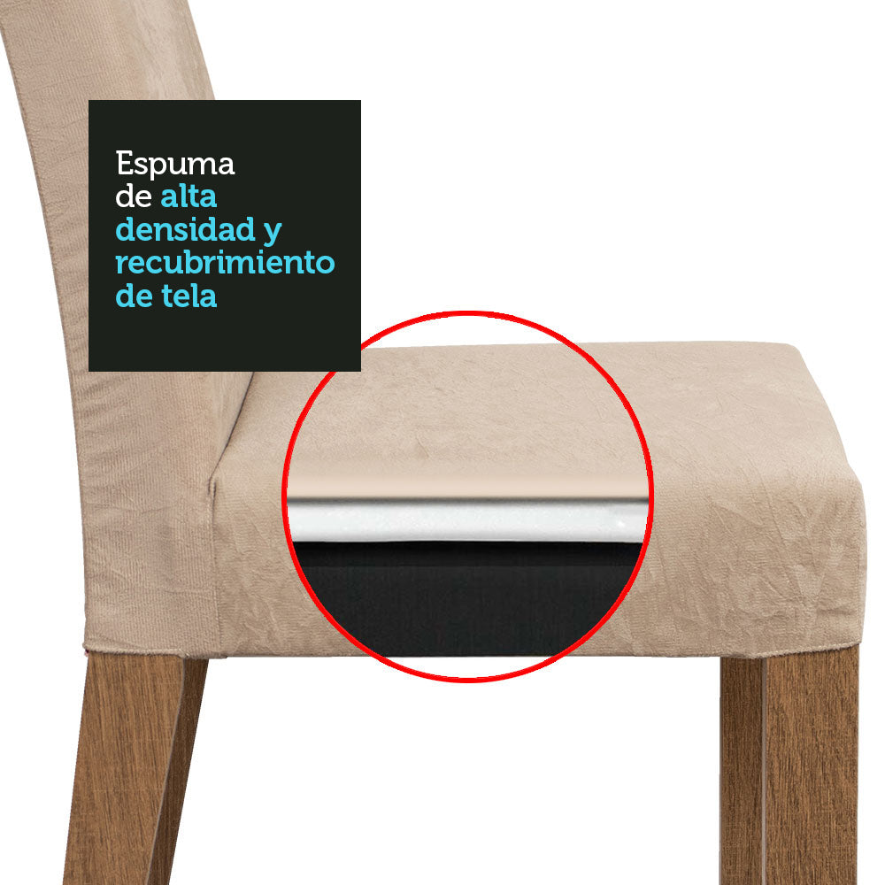 Juego de Comedor Mesa Tapa de Madera 6 Sillas Marrón/Crema/Imperial Renata Madesa