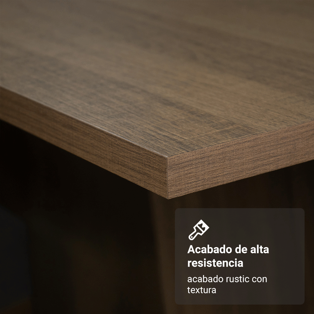 Juego de Comedor Mesa Tapa de Madera 6 Sillas Marrón/Negro Wendy Madesa