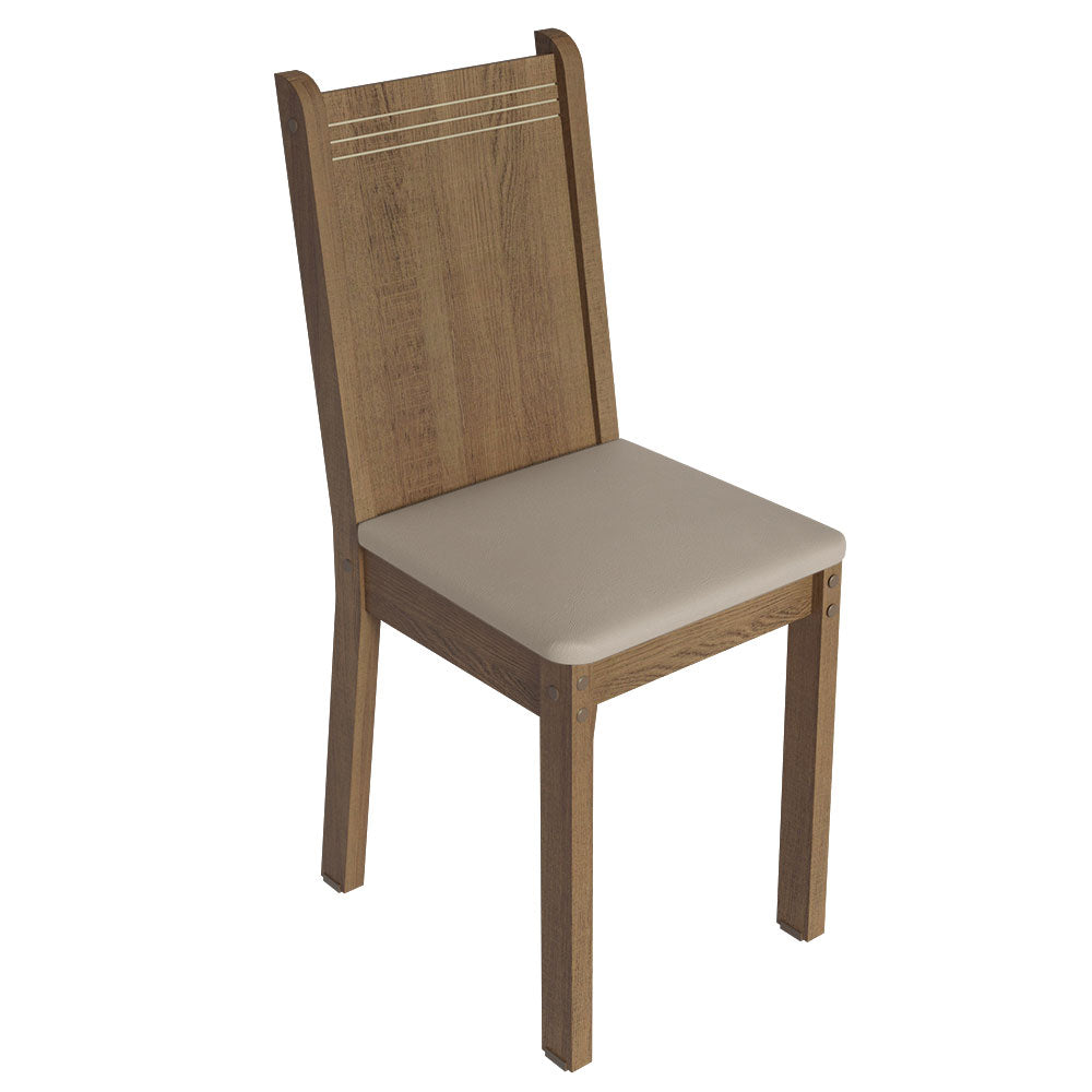 Juego de Comedor Mesa Tapa de Vidrio 6 Sillas Marrón/Sintético Beige Isla Madesa