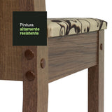 Juego de Comedor Mesa Tapa de Vidrio 6 Sillas Marrón/Tapizado Beige Marrón Isla Madesa