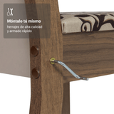 Juego Comedor Elóra Mesa Tapa de Vidrio 6 Sillas Marrón/Crema/Beige Madesa