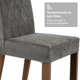 Juego de Comedor Mesada de Madera 6 Sillas York Marrón/Negro/Silver