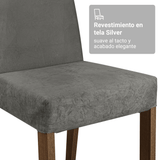 Juego de Comedor Mesada de Vidrio 6 Sillas Madrid Marrón/Gris/Silver