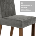 Juego de Comedor con Vidrio Sobrepuesto 6 Sillas Marrón/Negro/Silver Dinan Madesa