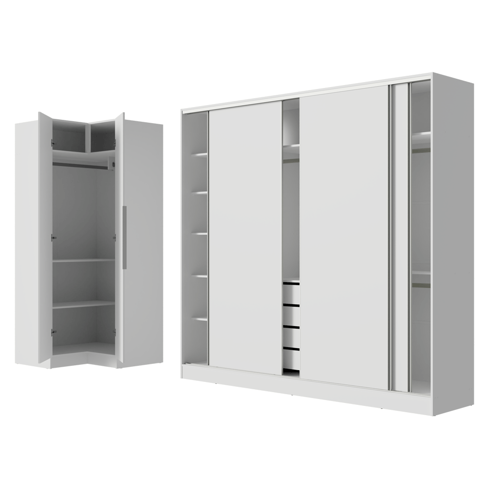Placard Modulado Neo + Placard Royale Matrimonial 3 Puertas Corredizas Blanco
