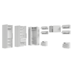 Dormitorio Completo Esquinero Matrimonial 610 cm con Respaldo y Mesa de Luz Blanco Neo Madesa