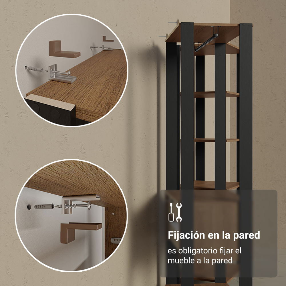 Placard Ropero Placard Ropero Modulado Valencia 2 Cajones 129cm Marrón/Negro Madesa XA