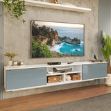 Rack Flotante para TV hasta 80 Pulgadas 218 cm 2 Puertas Blanco/Gris Lux Madesa
