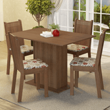 Juego de Comedor Madesa Luana Mesa Tapa de Madera con 4 Sillas Marrón/Floral Hibiscos