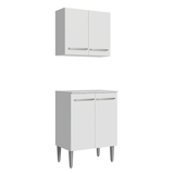 Kit con Alacena e Bajo Mesada 64cm Blanco Emilly Madesa