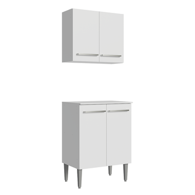 Kit Alacena y Bajo Mesada 64 cm 4 Puertas Blanco Emilly Madesa