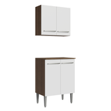 Kit Bajo Mesada con Armario Madesa Emilly 64cm Marrón/Blanco