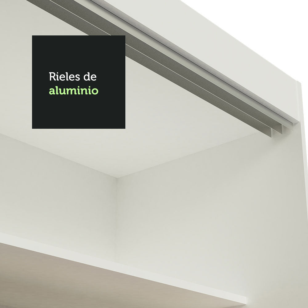 Placard Ropero Casal Madesa Kansas 3 Puertas Corredizas con Espejos 3 Cajones Blanco