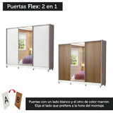 Placard Matrimonial 100% MDF Royale 3 Puertas Corredizas con Espejo con Patas Blanco