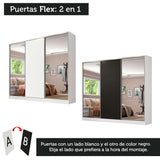 Placard Matrimonial 100% MDF Royale 3 Puertas Corredizas con Espejos Blanco/Negro