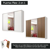 Placard Matrimonial 100% MDF Royale 3 Puertas Corredizas con Espejo Blanco/Marrón