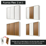Placard Matrimonial 100% MDF Royale 3 Puertas Corredizas Blanco/Blanco/Marrón