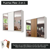 Placard Matrimonial 100% MDF Royale 3 Puertas Corredizas con Espejos Blanco/Marrón