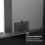 Placard Matrimonial Malta 231 cm 3 Puertas Corredizas con 1 Espejo 4 Cajones con Patas 100% MDF Negro Madesa