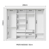 Ropero Placard Madesa Montana 4 Puertas 4 Espejos Blanco