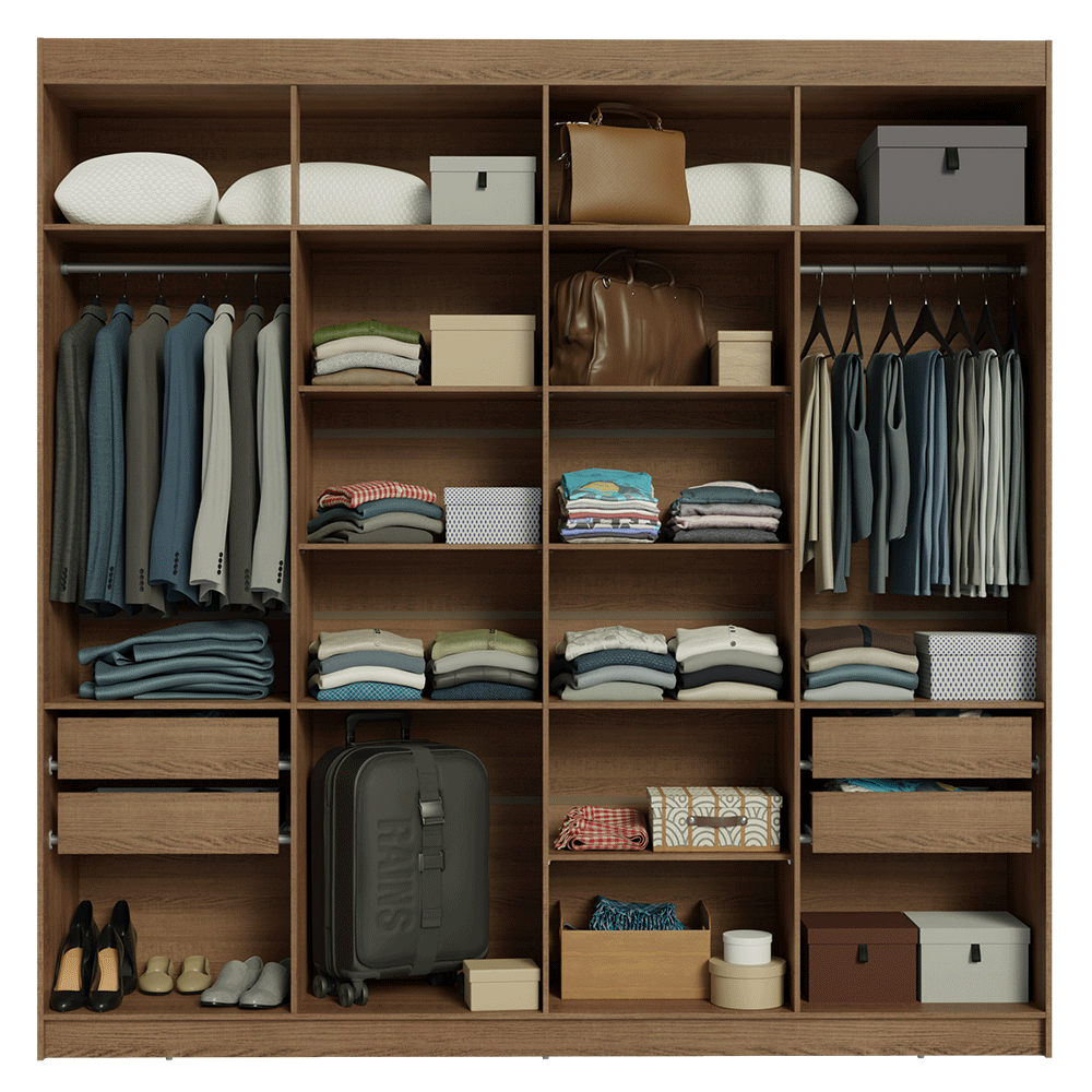 Placard Matrimonial 8 Puertas Batientes Venus Marrón/Negro/Marrón