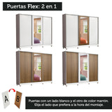 Placard Matrimonial 100% MDF Eros 3 Puertas Corredizas con Espejo con Patas Blanco