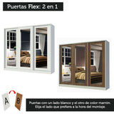 Placard Matrimonial 100% MDF 3 Puertas Corredizas con Espejos Blanco/Marrón Eros