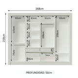 Placard Ropero Casal Madesa Alabama 4 Puertas Corredizas con Espejos Blanco