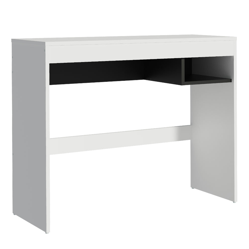 Escritorio Rubi con Tapa de Madera y 1 Nicho Blanco/Negro