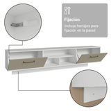Rack Flotante para TV hasta 80 Pulgadas 218 cm 2 Puertas Blanco/Crema Agata Madesa