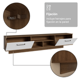 Rack Flotante para TV hasta 80 Pulgadas 218 cm 2 Puertas Marrón/Blanco Agata Madesa