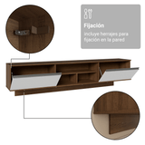 Rack Flotante para TV hasta 80 Pulgadas 218 cm 2 Puertas Marrón/Blanco Glamy Madesa