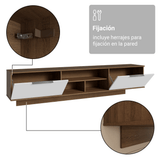 Rack Flotante para TV hasta 80 Pulgadas 218 cm 2 Puertas Marrón/Blanco Stella Madesa
