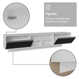 Rack Flotante para TV hasta 80 Pulgadas 218 cm 2 Puertas Blanco/Negro Glamy Madesa