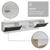 Rack Flotante para TV hasta 80 Pulgadas 218 cm 2 Puertas Blanco/Negro Lux Madesa