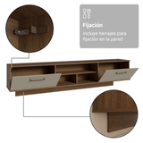 Rack Flotante para TV hasta 80 Pulgadas 218 cm 2 Puertas Marrón/Crema Agata Madesa