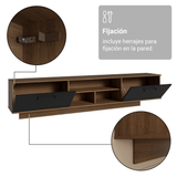 Rack Flotante para TV hasta 80 Pulgadas 218 cm 2 Puertas Marrón/Negro Agata Madesa