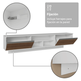 Rack Flotante para TV hasta 80 Pulgadas 218 cm 2 Puertas Blanco/Marrón Glamy Madesa
