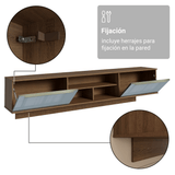 Rack Flotante para TV hasta 80 Pulgadas 218 cm 2 Puertas Marrón/Gris Lux Madesa