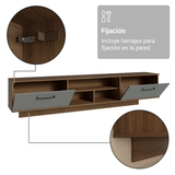 Rack Flotante para TV hasta 80 Pulgadas 218 cm 2 Puertas Marrón/Gris Agata Madesa