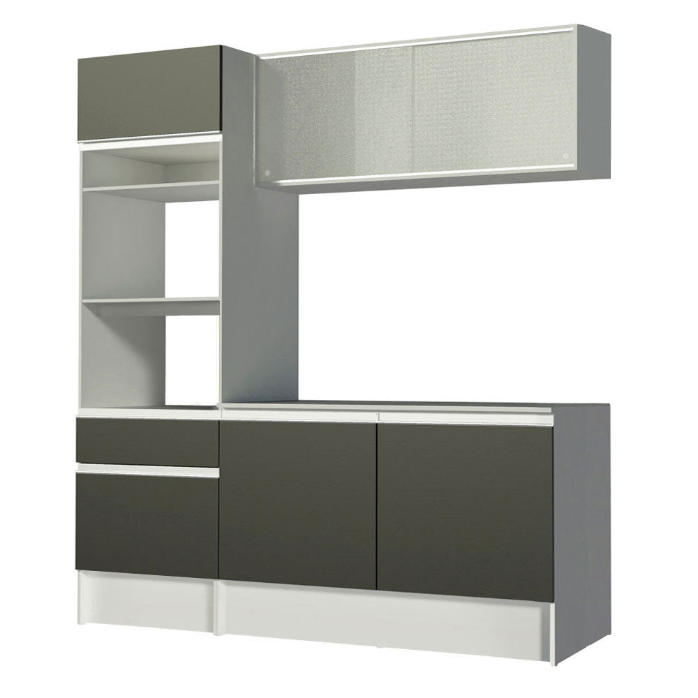 Cocina Compacta 180 cm Blanco/Negro Topazio Madesa 86