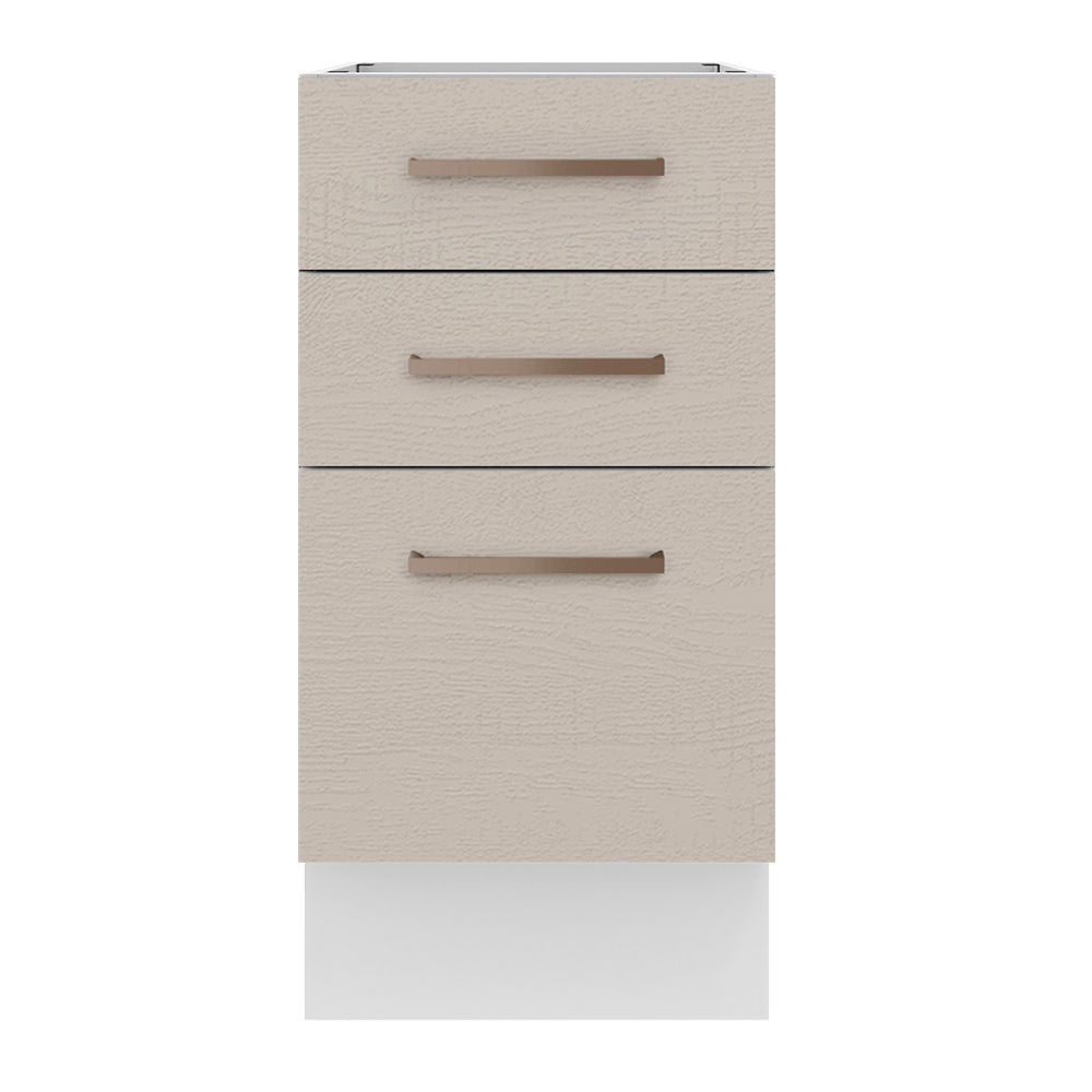 Bajo Mesada 40 x 60 cm, 3 Cajones (Sin Mesada) Agata Blanco/Crema