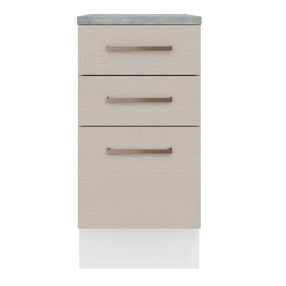 Bajo Mesada 40 x 60 cm, 3 Cajones (Con Mesada) Agata Blanco/Crema