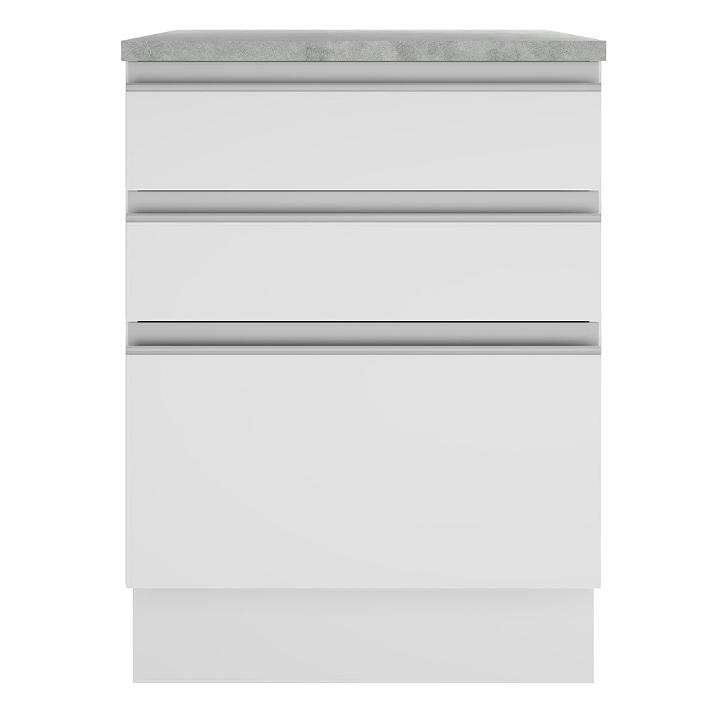 Bajo Mesada Madesa Glamy 60 x 60 cm 3 Cajones (Con Mesada) Blanco