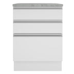 Bajo Mesada 60 x 60 cm 3 Cajones (Con Mesada) Blanco Glamy Madesa
