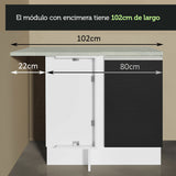 Bajo Mesada Esquinera 102 cm 64 cm (Con Mesada) Glamy Blanco/Negro