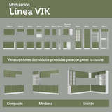 Bajo Mesada esquinero para Linha de 60 cm Profundidade (Sin Mesada) Blanco/Verde Vik Madesa
