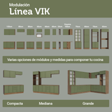 Bajo Mesada esquinero para Linha de 60 cm Profundidade (con Mesada) Marrón/Verde Vik Madesa