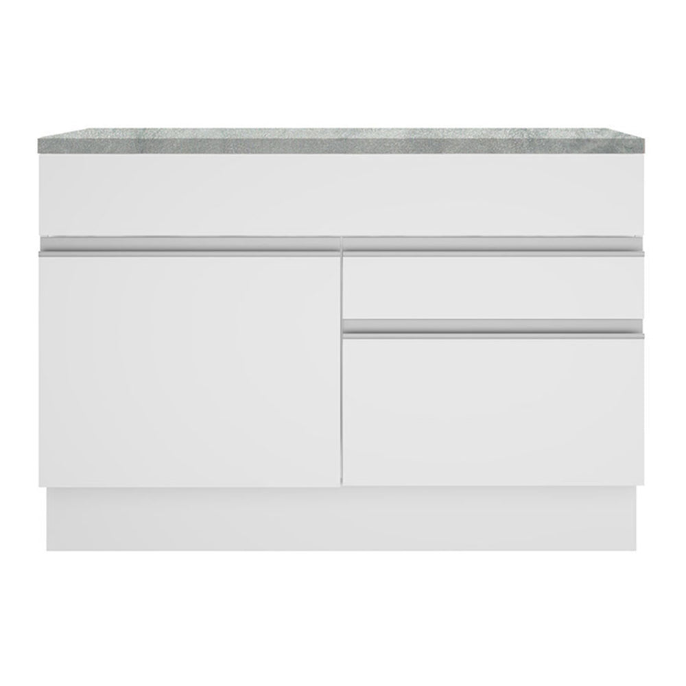 Bajo Mesada para Bacha 120 cm 1 Puerta y 2 Cajones (Con Tapa) Blanco Glamy