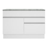 Bajo Mesada para Bacha 120 cm 1 Puerta y 2 Cajones (Con Tapa) Blanco Glamy